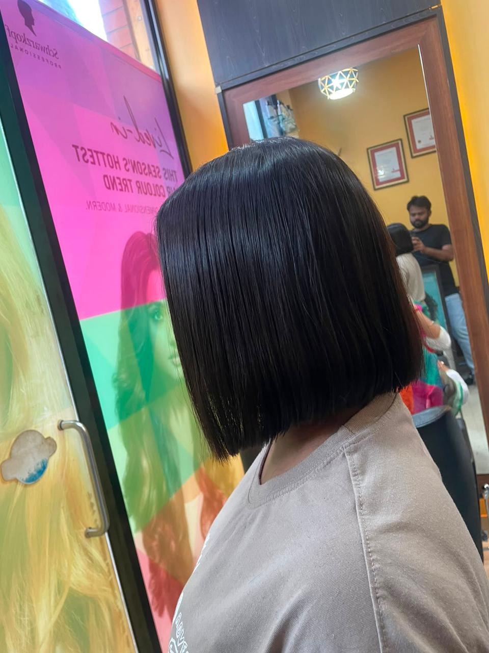 Sleek glossy bob haircut